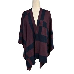 NWT J.McLaughlin Harrow Geometic Modal Cotton Wrap Knit Sweater Poncho Womens OS